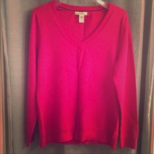 Banana Republic XL fuchsia merino V neck sweater